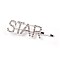 Alloy Rhinestone Hair Bobby Pins, with Iron Findings, Word STAR, Crystal, Platinum, 64x18.5x7.5mm