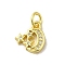 Real 18K Gold Plated Brass Pave Cubic Zirconia Pendants, with Jump Rings, Moon, Clear, 10.5x9.5x1.5mm, Hole: 3mm