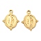 PVD Vacuum Plating 304 Stainless Steel Pendants, Oval with Virgin Mary Pattern Charm, Golden, 19x14x1.5mm, Hole: 1.6mm