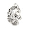 Tibetan Style Alloy Pendants, Horse Head Charms, Antique Silver, 28.5x18x4.5mm, Hole: 2.5mm, about 270pcs/1000g