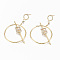 Brass Micro Pave Clear Cubic Zirconia Dangle Stud Earrings, Nickel Free, Ring, Real 18K Gold Plated, 50x30mm, Pin: 0.7mm