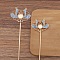 Ancient Style Alloy Hair Stick Finding, for DIY Jewelry Accessorie, Enamel Flower, Aqua, 120mm, 10pcs/set