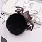 Bat Furry Pom-Pom Keychain for Women, Polypropylene Imitation Rabbit Fur Car Charm Bag Pendant, Black, 11x8cm