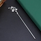 Alloy Hair Stick Findings, Flower, Silver, 155x30mm