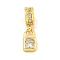 Brass Micro Pave Clear Cubic Zirconia Pendants, Real 18K Gold Plated, Lock, 17x5x3.5mm, Hole: 2mm