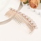 Alloy Hair Combs, with Imitation Plastic Pearl and Rhinestone, Light Gold, 80~120x40~50mm