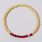 Colorful Birthstone Faceted Bicone & Brass Beaded Stretch Bracelets for Women, Dark Red, 6-7/8 inch(17.5cm)