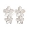 Brass Clear Cubic Zirconia Stud Earrings for Women, Lead Free & Cadmium Free, Flower, Platinum, 47x28mm