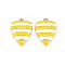 Brass Enamel Pendants, Real 18K Gold Plated, Nickel Free, Heart with Stripe, Yellow, 17.5x13x3.5mm, Hole: 1.2mm