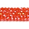 Opaque Solid Color Electroplate Glass Beads Strands, AB Color Plated, Faceted, Bicone, Orange Red, 4x4mm, Hole: 0.8mm, about 82~85pcs/strand, 12.01~12.2 inch(30.5~31cm)