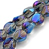 Full Rainbow Plated Electroplate Transparent Glass Beads Strands EGLA-G037-04A-FR04-1