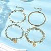 4Pcs 4 Styles 304 Stainless Steel & Brass Chain Bracelets BJEW-JB11022-2