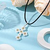 Handmade Glass Seed Beads and Glass Pearl Round Pendants Necklaces NJEW-MZ00058-01-2