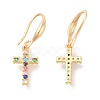 Brass Micro Pave Cubic Zirconia Dangle Earrings EJEW-F233-02-3