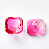 4-Petal Transparent Spray Painted Glass Bead Caps X-GGLA-S054-009B-02-2