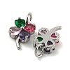 Brass with Colorful Cubic Zirconia Charms KK-G490-19P-2