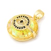 Brass Pendants with Cubic Zirconia and Glass KK-D536-21G-03-2