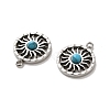 304 Stainless Steel Pave Dyed Synthetic Turquoise Sun Charms STAS-B074-05P-02-2