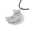 Natural Green Aventurine Crescent Moon Pendant Necklace NJEW-TA00032-02-6