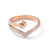Crystal Rhinestone Wave with Round Ball Finger Ring RJEW-D120-11RG-2