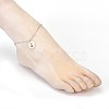 Brass Real Platinum Plated Cable Chains Charms Anklets AJEW-AN00231-03-5