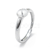 Anti-Tarnish Adjustable Rhodium Plated 925 Sterling Silver Finger Ring Components STER-L055-019P-2