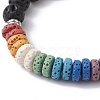 Dyed Natural Lava Rock & Pearl Beaded Strtch Bracelet BJEW-JB10053-01-4