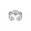304 Stainless Steel Evil Eye Wrap Open Cuff Ring for Women RJEW-S405-183P-2