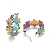 Ion Plating(IP) Rainbow Color Flower 304 Stainless Steel Hoop Earrings for Women STAS-A057-16MC-2