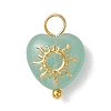 Mixed Stone Heart Charms with Golden Tone Metal Sun Moon Star Slices PALLOY-JF02763-4