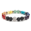 Natural & Synthetic Mixed Gemstone Beaded Stretch Bracelet BJEW-JB09256-1