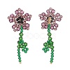 Imitation Austrian Crystal Flower of Life Dangle Stud Earrings EJEW-TA00029-03-3