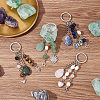 Gemstone with ABS Plastic Imitation Pearl Beaded Keychain with Star/Heart/Sun/Butterfly Alloy Pendants KEYC-PH01516-01-3