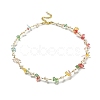 PVD Vacuum Plating Natural & Synthetic Mixed Gemstone Chips & Plastic Pearl Beaded Necklace NJEW-B094-04G-2