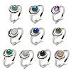 Natural Gemstone Adjustable Rings RJEW-K269-09P-1