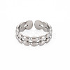304 Stainless Steel Oval Wrap Open Cuff Ring for Women RJEW-S405-163P-1