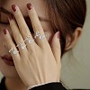 Rhodium Plated 925 Sterling Silver Initial Letter Open Cuff Ring JR852Y-7