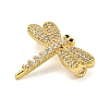 Rack Plating Brass Pave Clear & Black Cubic Zirconia Dragonfly Links Connector Charms KK-Z053-15G-2