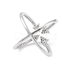 Cubic Zirconia Criss Cross with Arrow Open Cuff Ring RJEW-K240-04P-2