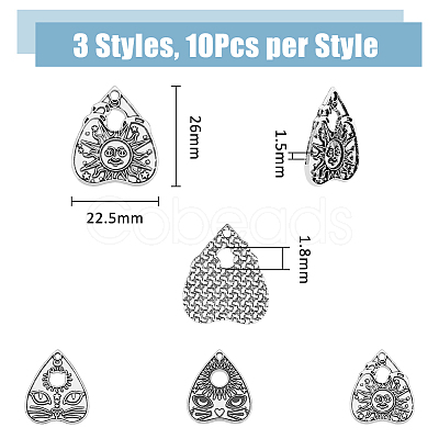 DICOSMETIC 30Pcs 3 Styles Tibetan Style Alloy Pendants FIND-DC0005-37-1