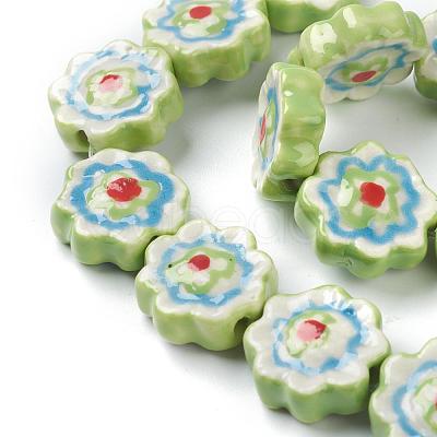 Handmade Porcelain Flower Beads Strands PORC-G006-14C-1