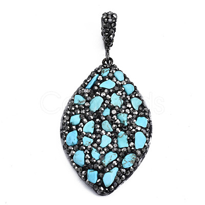 Polymer Clay Rhinestone Pendants RB-S056-12B-B-1