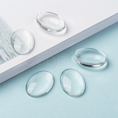 Transparent Oval Glass Cabochons X-GGLA-R022-25x18-1