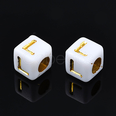 Golden Plating Acrylic Beads PACR-S219-22A-1