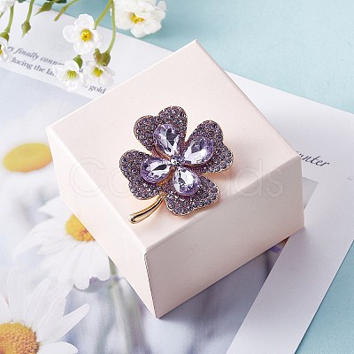 Cubic Zirconia Clover Brooch Pin JBR105D-1