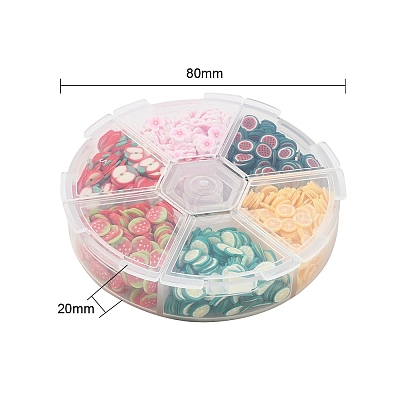 1800Pcs 6 Style Fruit Theme Handmade Polymer Clay Nail Art Decoration CLAY-YW0001-23-1