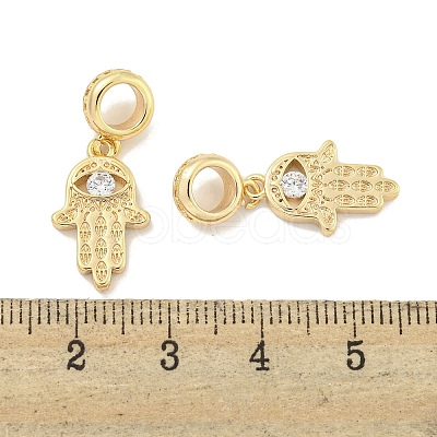 Brass Pave Clear Cubic Zirconia European Dangle Charms KK-S386-34G-1