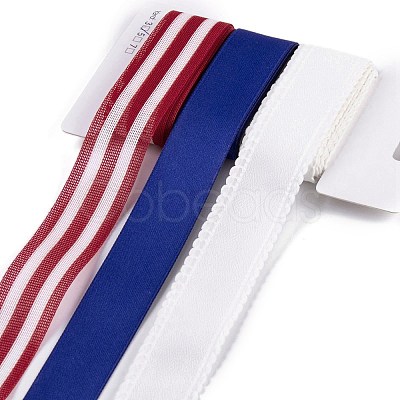 9 Yards 3 Styles Independence Day Polyester & Polycotton Ribbons Sets SRIB-A015-02A-07-1