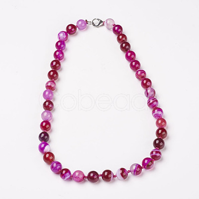 Natural Dyed Agate Beads Necklaces NJEW-F139-12mm-16-1