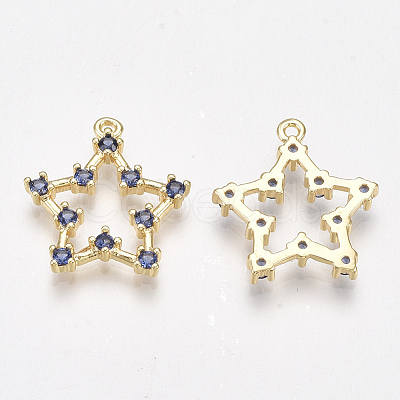 Brass Cubic Zirconia Pendants X-KK-T038-505E-1